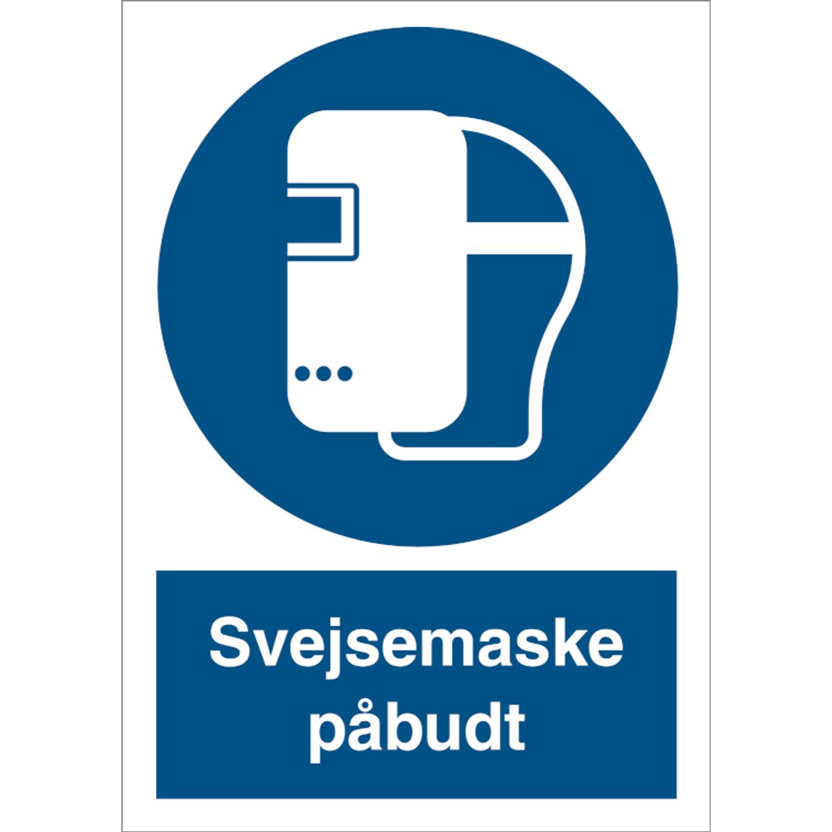 Påbudsskilt - Svejsemaske påbudt - Plast - (A6) 148 x 105 mm