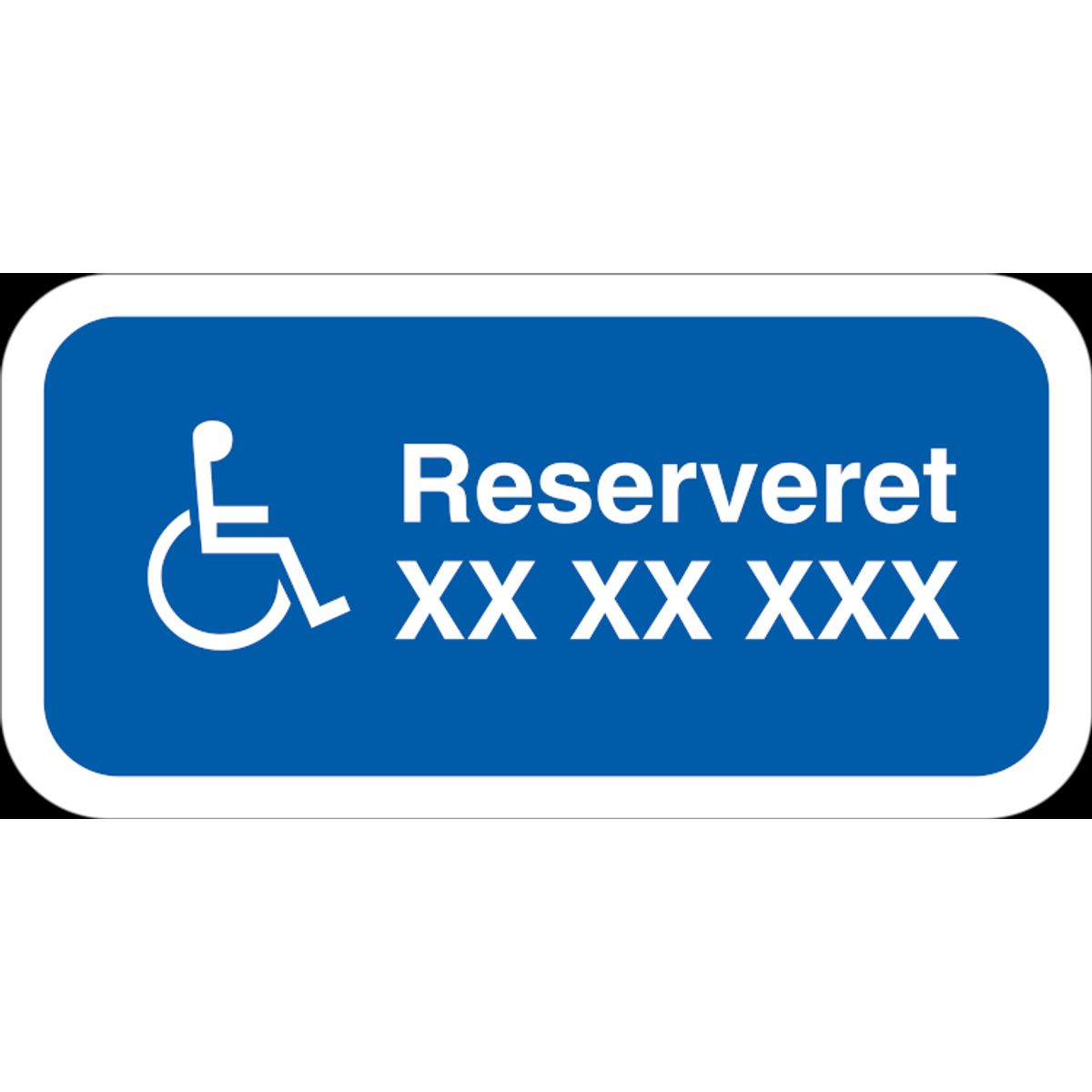 Handicap parkering reserveret skilt med nummerplade information - 25x50cm - reflekstype3