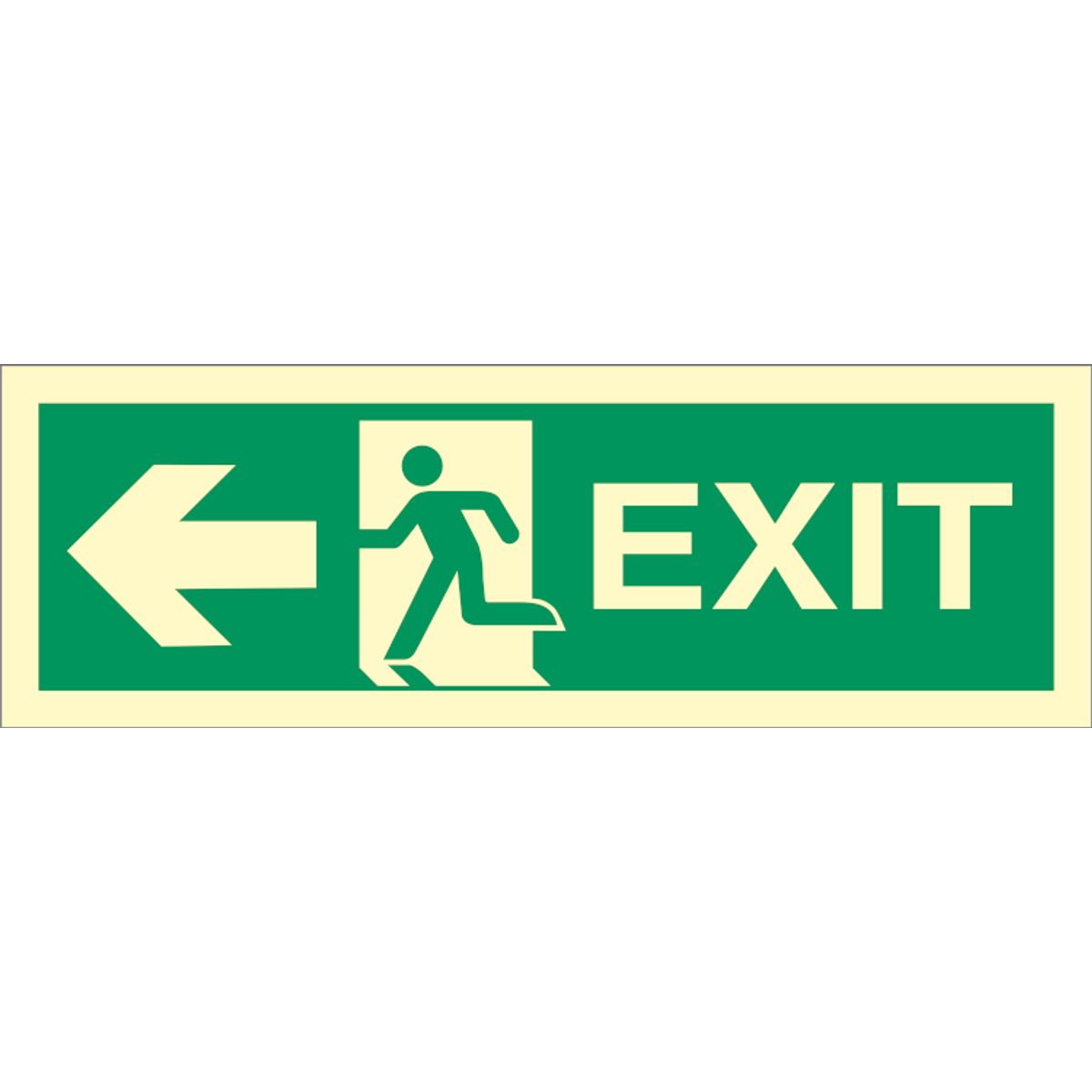 Exit left, arrow left - Efterlysende plast HI150 - 100 x 300 mm