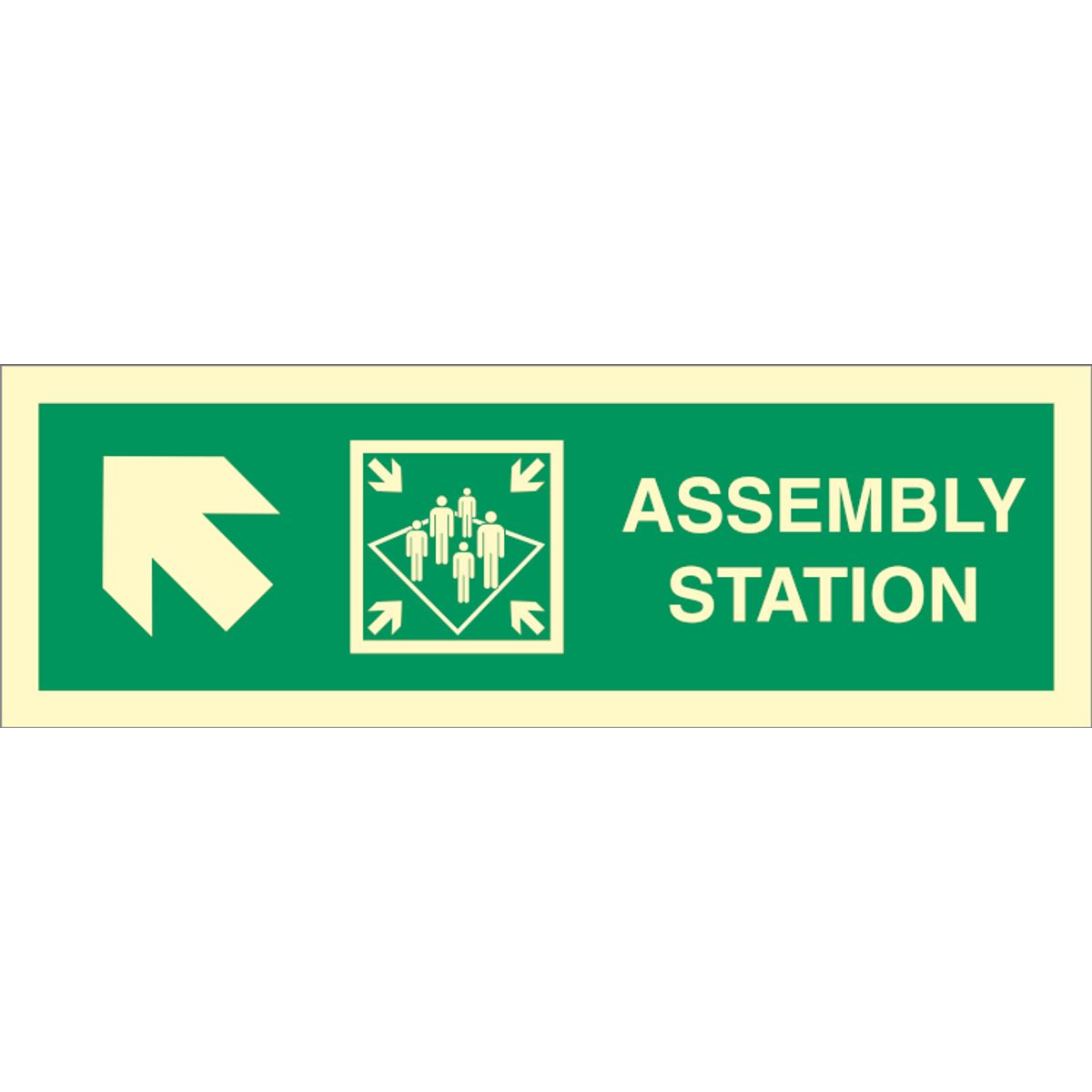 Assembly station arrow up to corner - Efterlysende plast HI150 - 100 x 300 mm