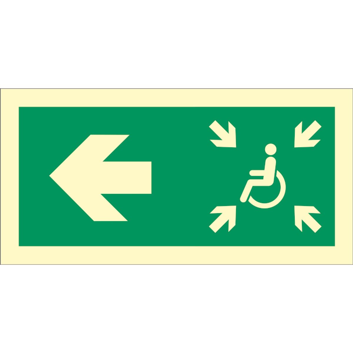 Wheelchair direction left - Efterlysende plast HI150 - 100 x 200 mm