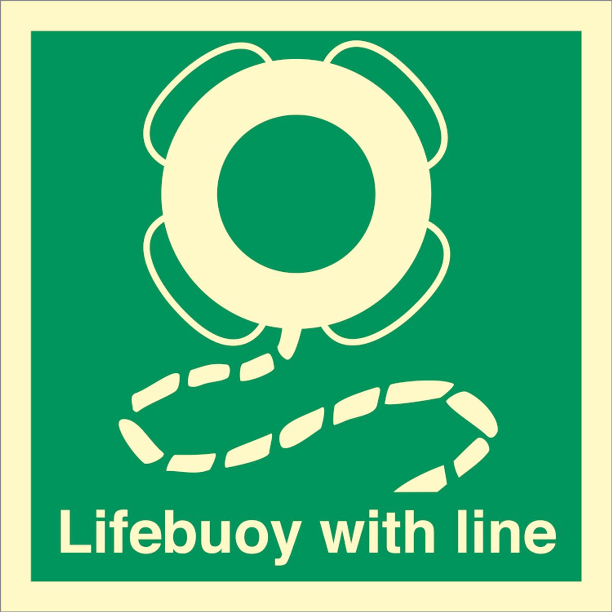 Lifebuoy with line - Efterlysende plast HI150 - 150 x 150 mm