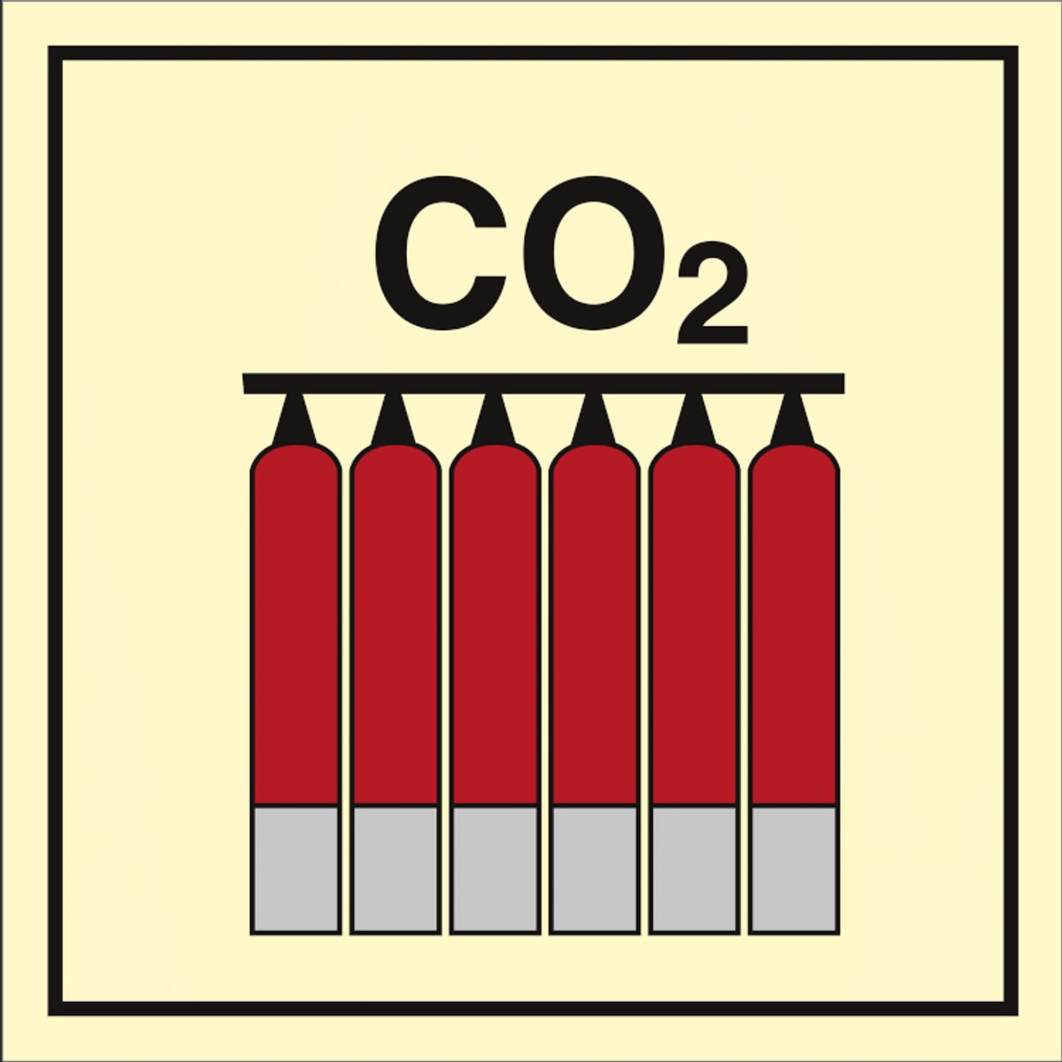 Fire control sign - Fixed CO2 fire extinguisher battery