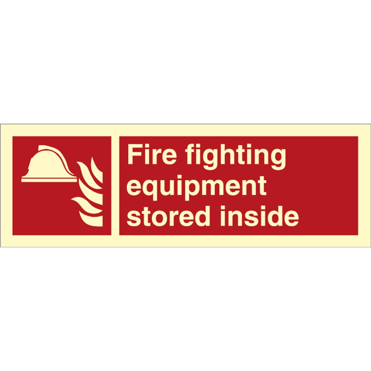 Fire fighting equipment stored inside - Efterlysende plast HI150 - 100 x 300 mm