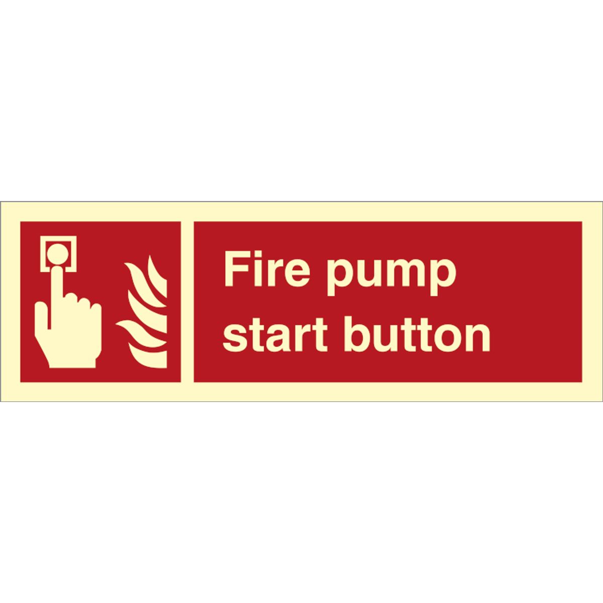 Fire pump start button - Efterlysende plast HI150 - 100 x 300 mm