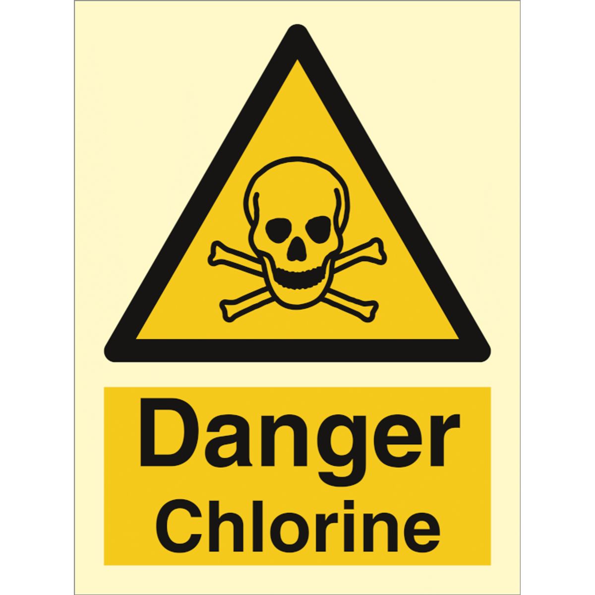 Danger Chlorine - Efterlysende plast HI150 - 200 x 150 mm