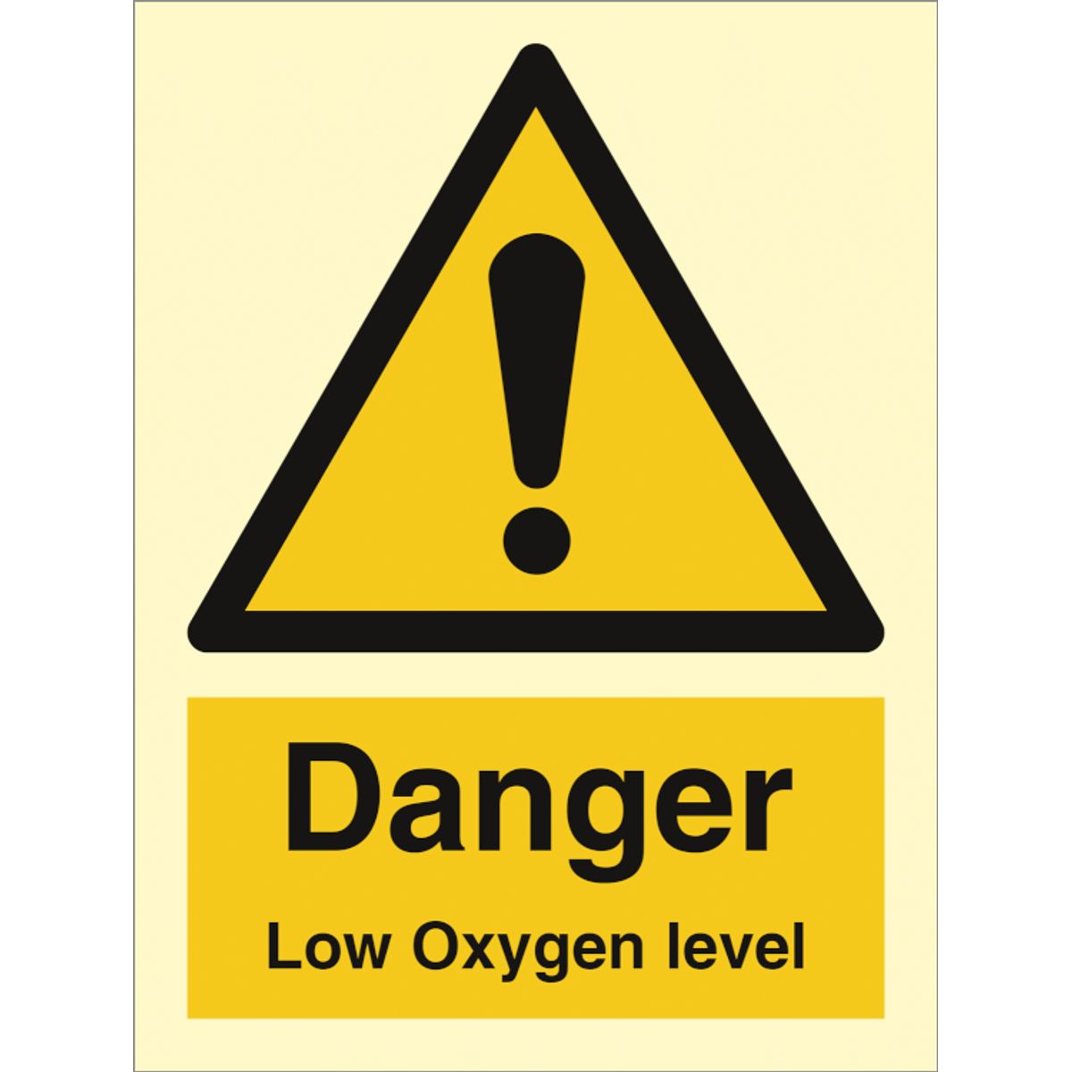 Danger low oxygen level - Efterlysende plast HI150 - 200 x 150 mm