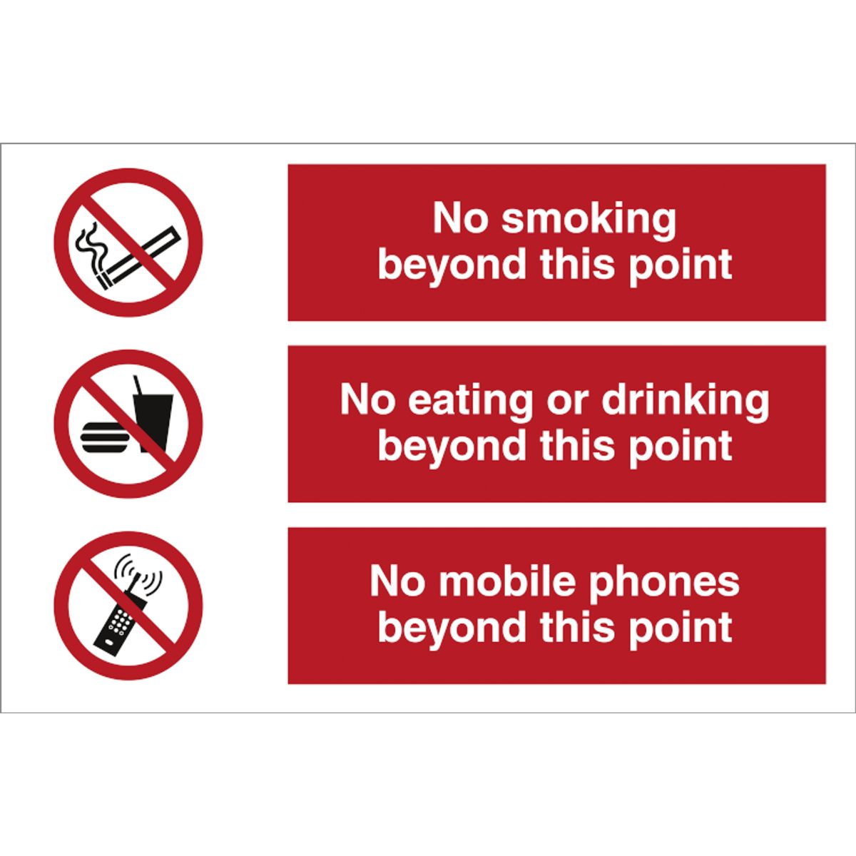 No smoking - No eating - No mobile phones - Plast - 200 x 300 mm