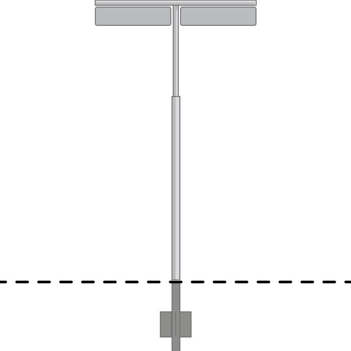 T-stander til 16x80 cm skilte - Varmgalvaniseret - H 220 cm Ø 60 mm