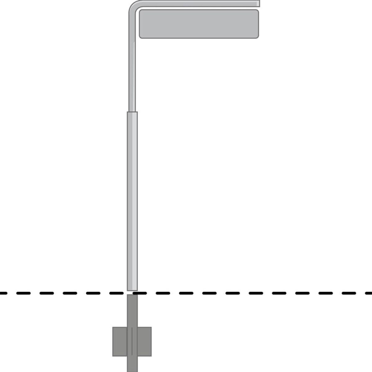 Vinkelstander til 16x80 cm skilt - Varmgalvaniseret - H 220 cm Ø 60 mm