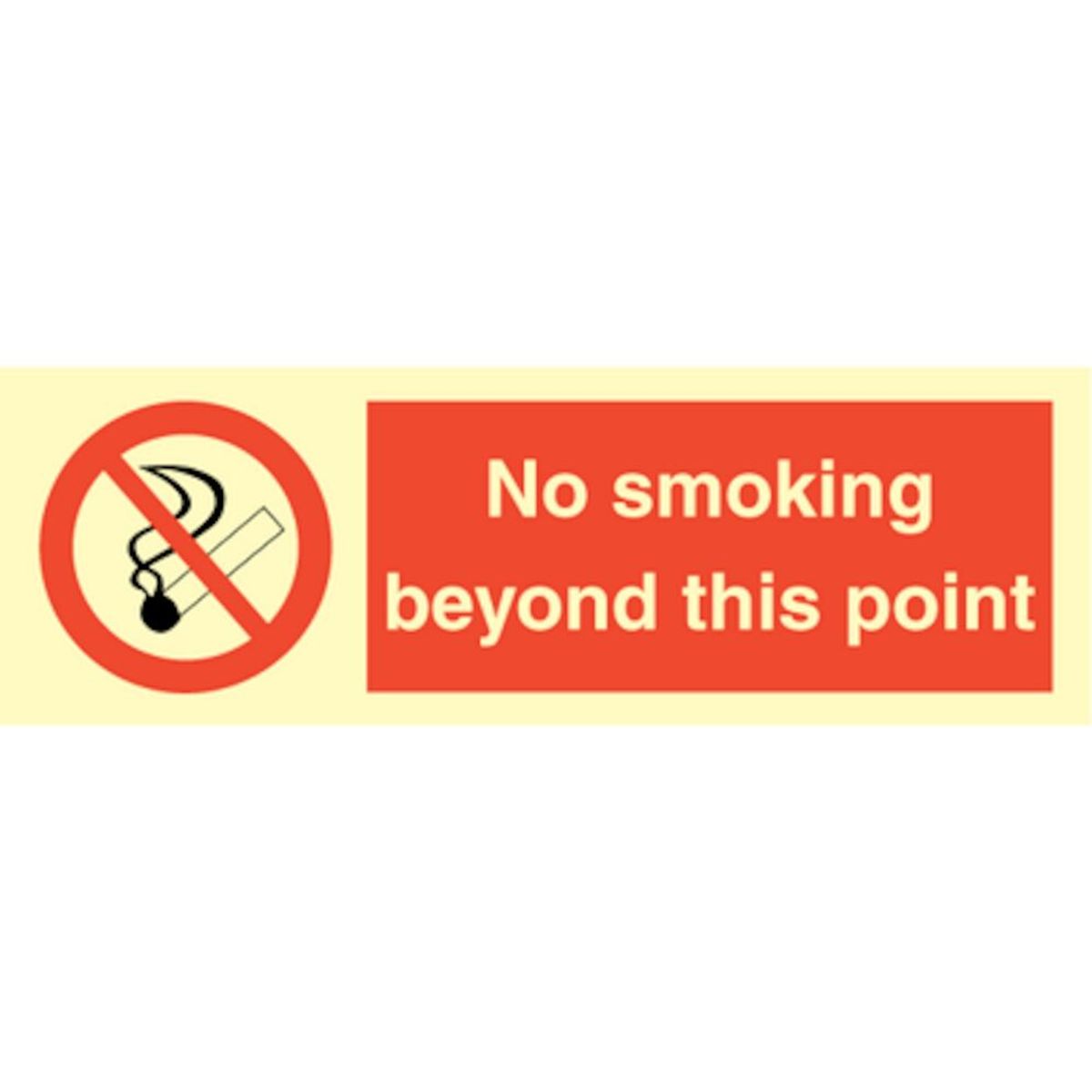 No smoking beyond this point - Efterlysende plast HI150 - 100 x 300 mm