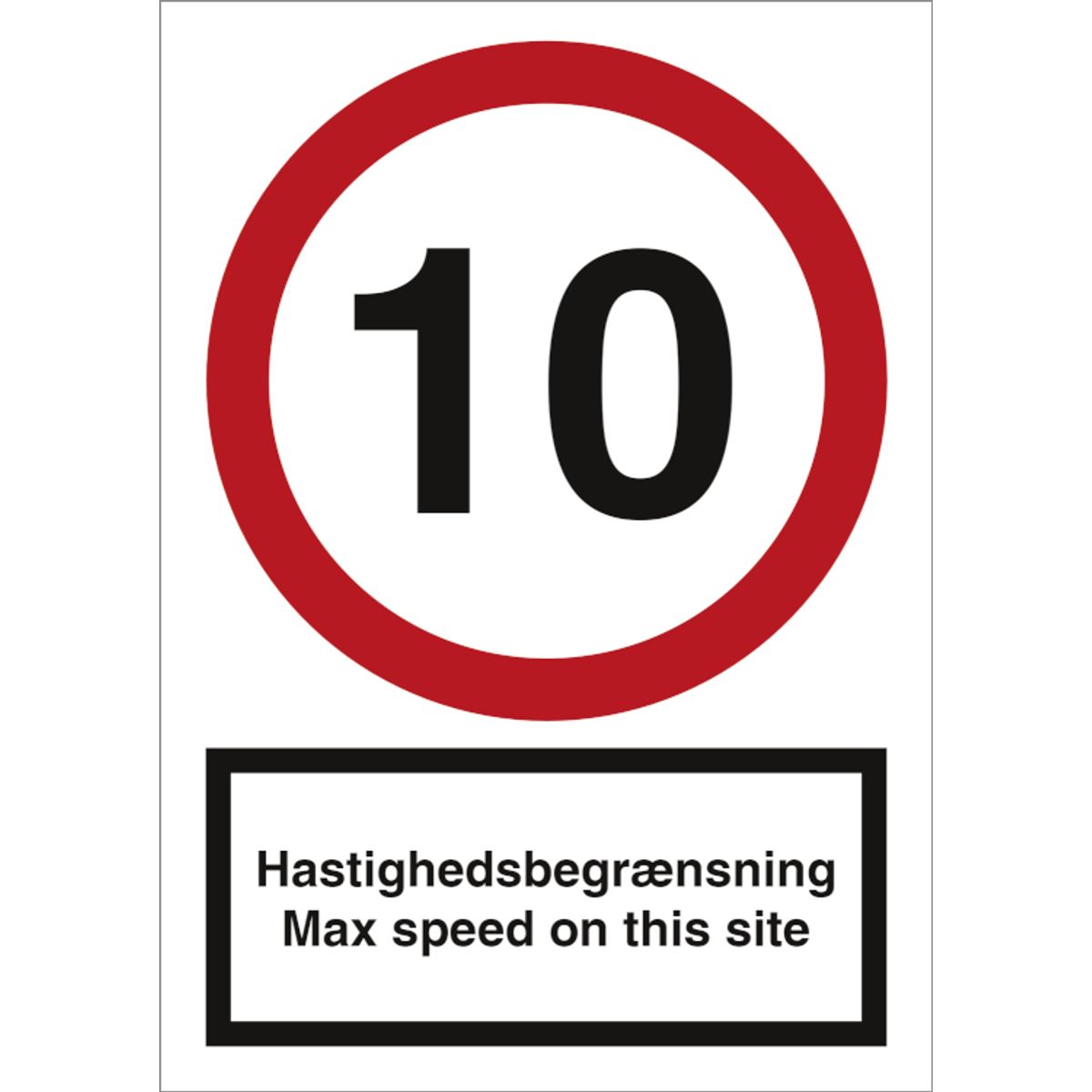 Hastighedsbegrænsning - Max speed on this site Plast (A4) 297 x 210 mm