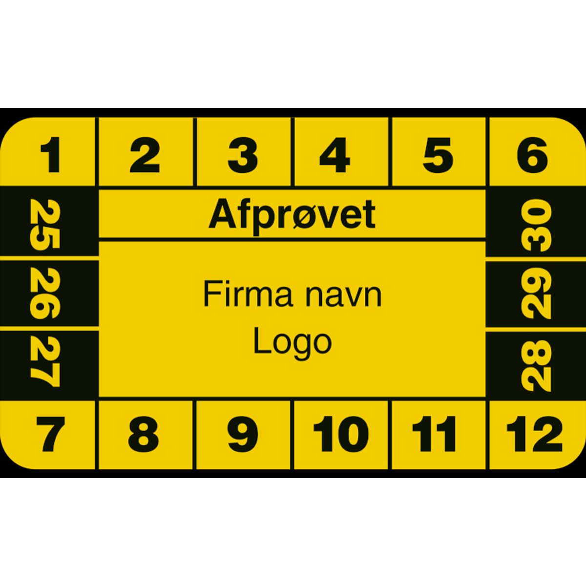 Afprøvet - Gul - Selvklæbende ark à 10 stk. - 30 x 50 mm