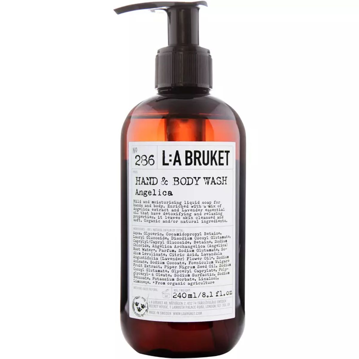 L:a Bruket 286 Hand & Body Wash 240 ml - Angelica