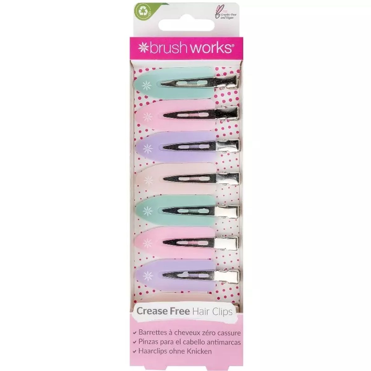 Brushworks Pastel No Crease Hair Clips 8 Pieces