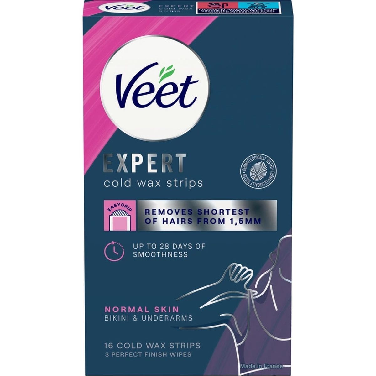 Veet Expert Cold Wax Strips Bikini & Underarms Normal Skin 16 Pieces