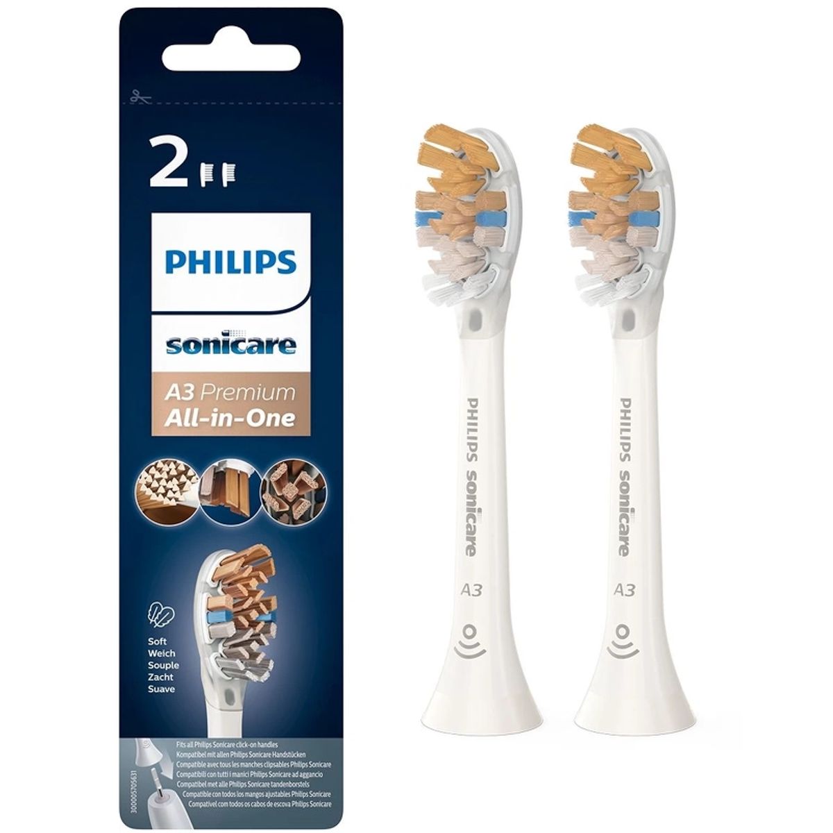 Philips Sonicare A3 Premium All-in-One Toothbrush Heads 2 Pieces - HX9092/10 White