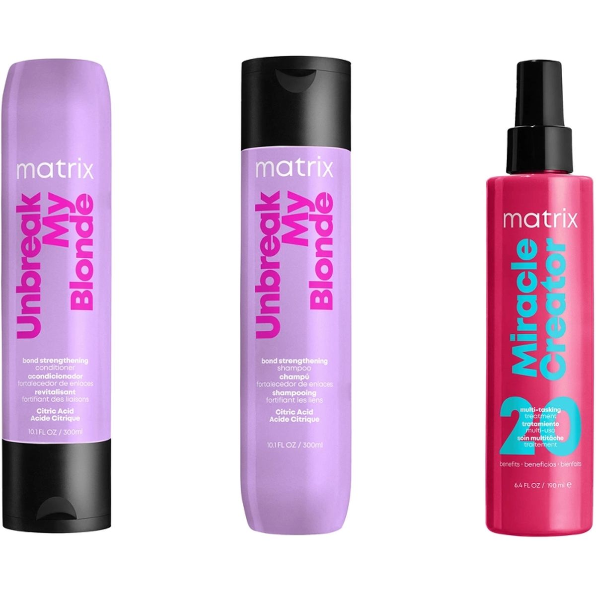 Matrix Unbreak By Blond Shampoo, Conditioner & Miracle Creator Spray