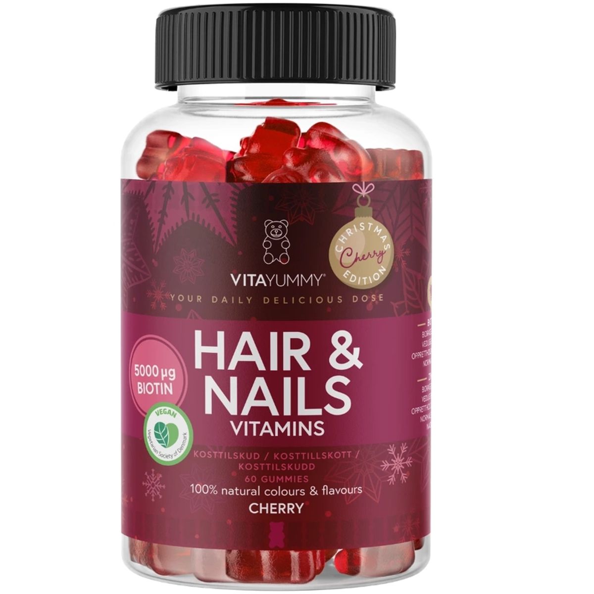 VitaYummy Hair & Nails Cherry Christmas Edition 60 Pieces (Limited Edition)