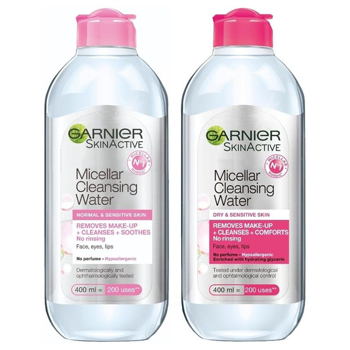 2 x Garnier Micellar Water 400 ml - Vælg Produkter