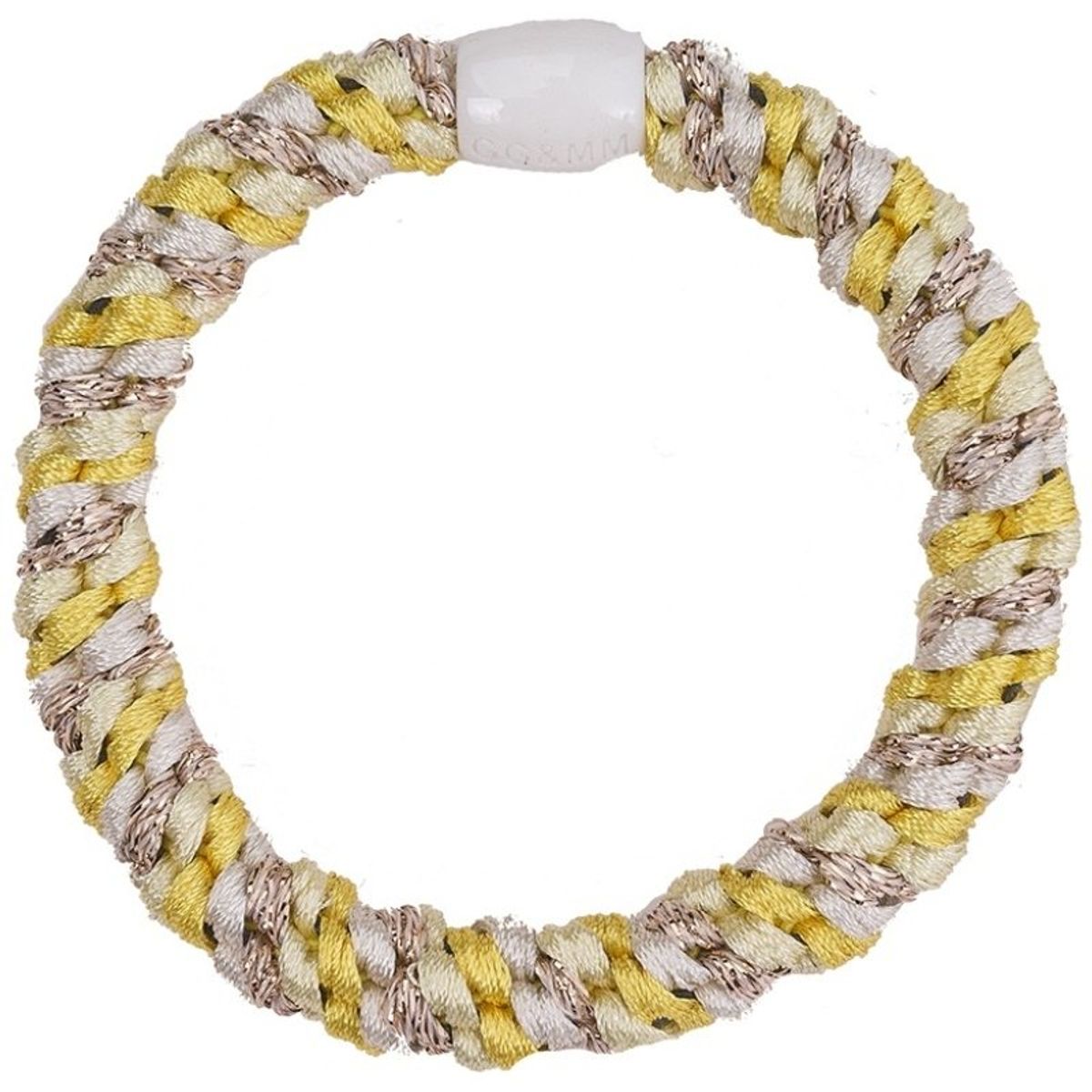 By Stær BRAIDED Hairtie - Multi Yellow, Off White Glitter