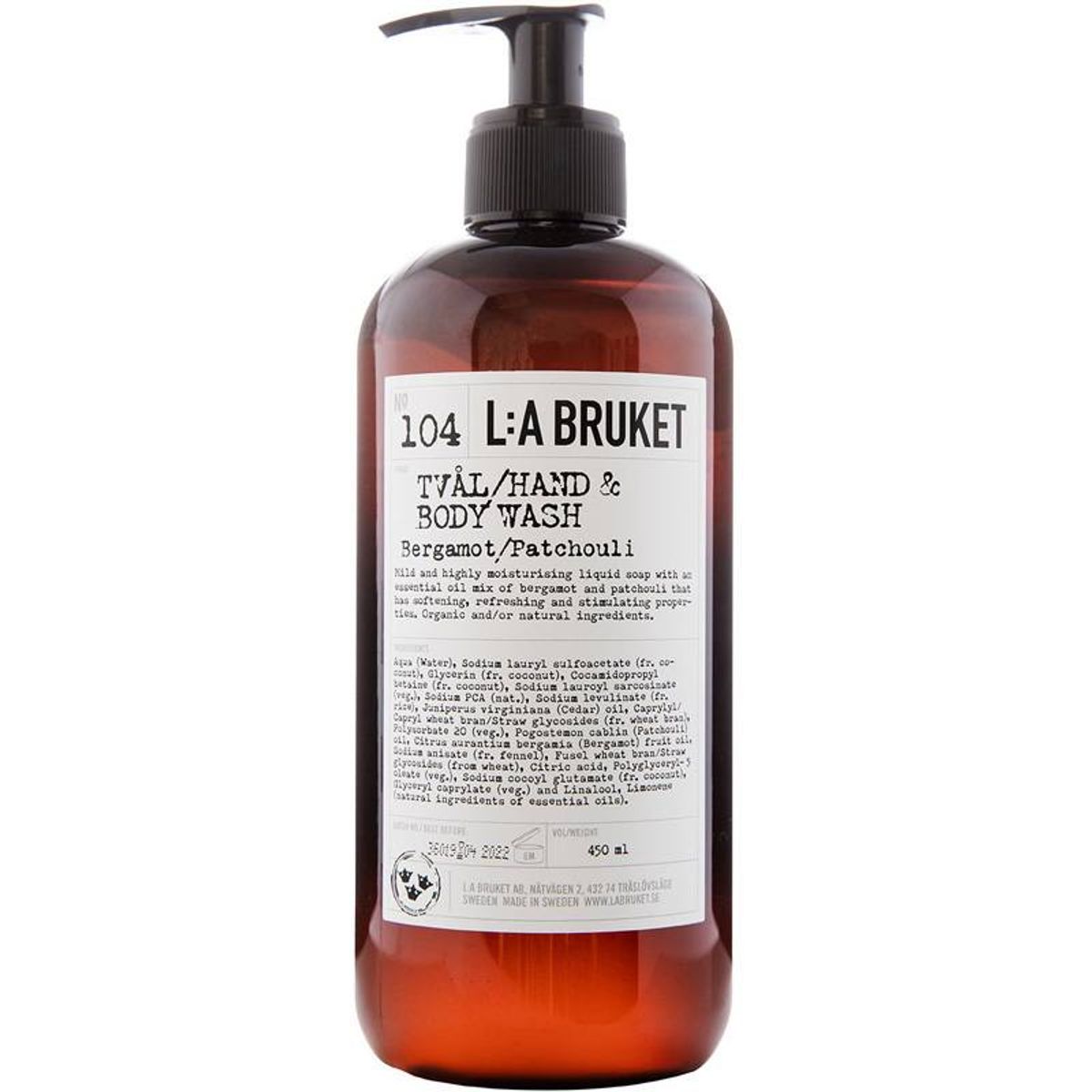 L:a Bruket 104 Hand & Body Wash 450 ml - Bergamot/Patchouli