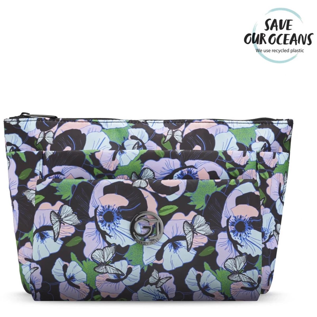 Gillian Jones 3 Room Cosmetics Bag - Multi Flower 10009-77