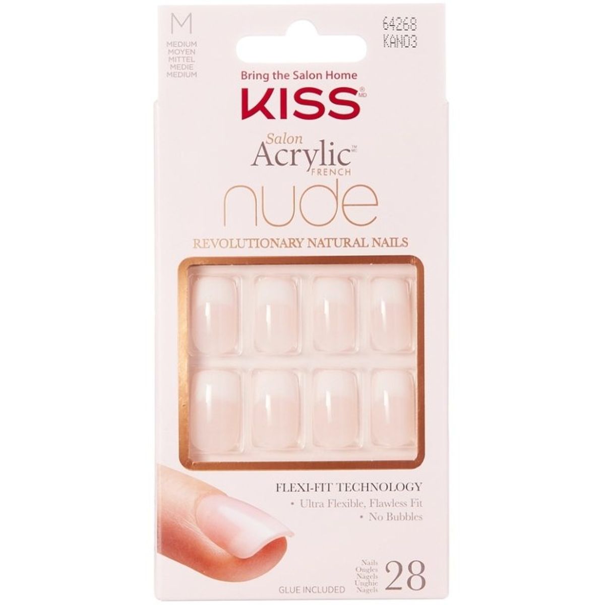 Kiss Salon Acrylic Nude French Nails - KAN03