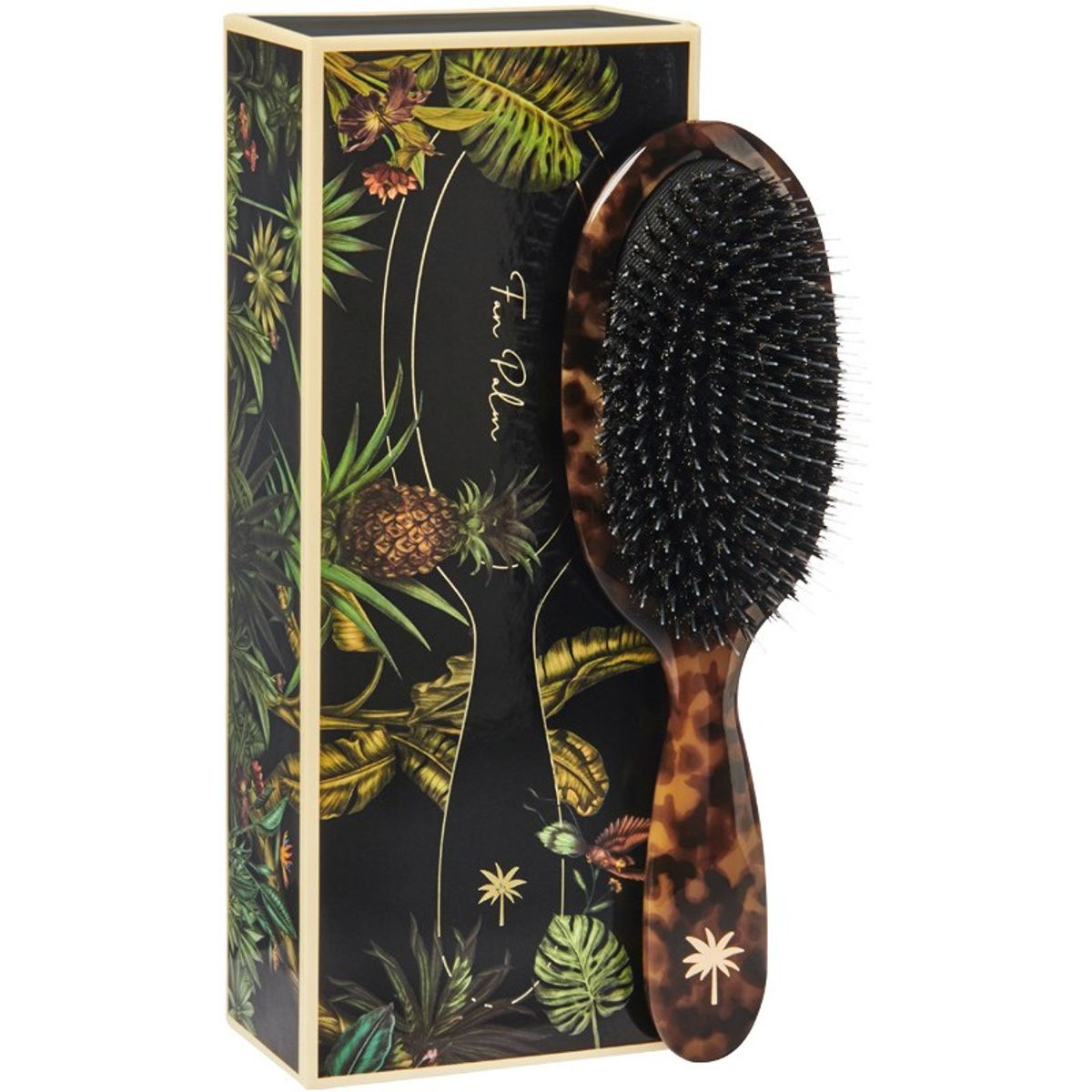 Fan Palm Hair Brush Medium - Turtle