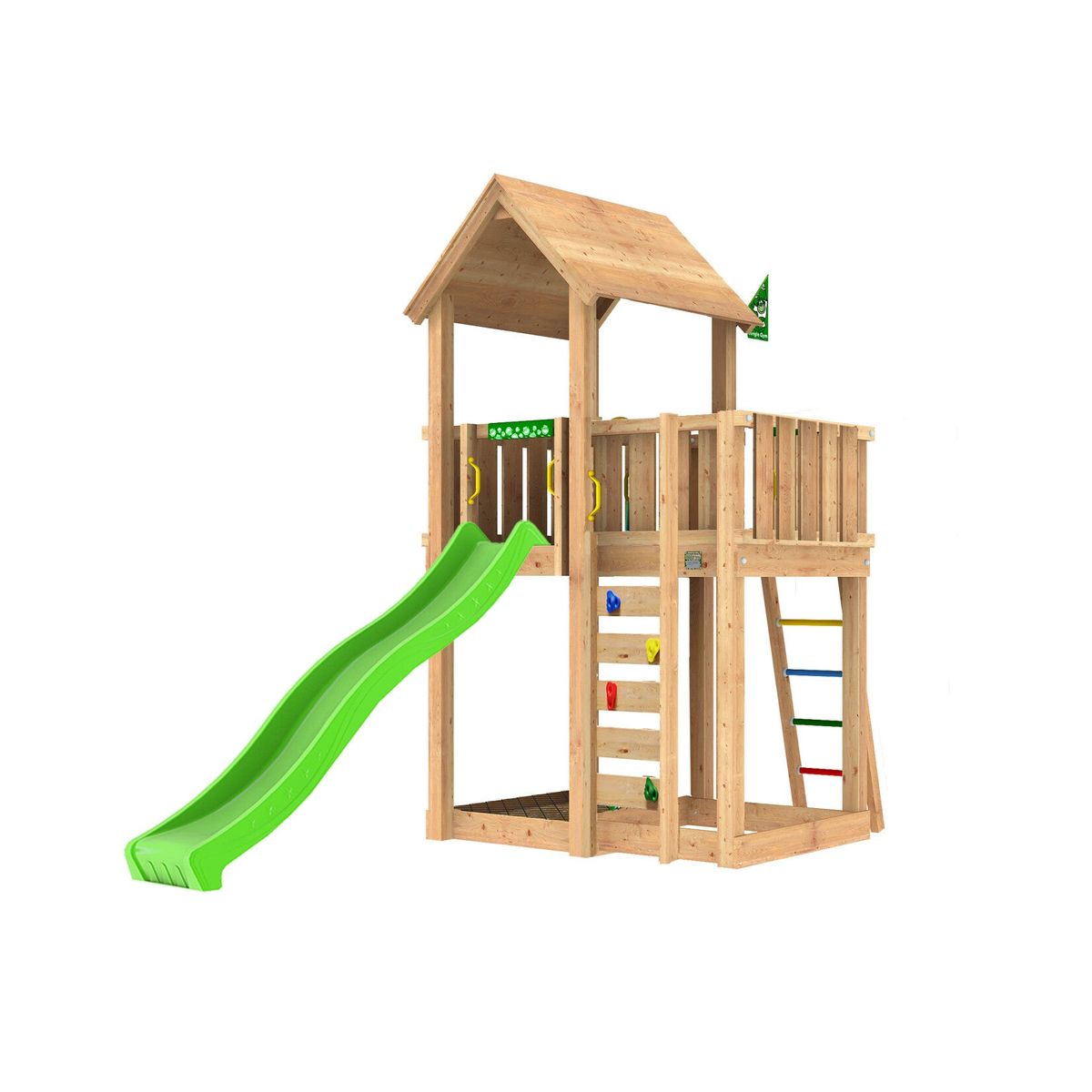 Jungle Gym - Legetårn Jungle Gym Mansion 2.1 m/grøn rutsjebane