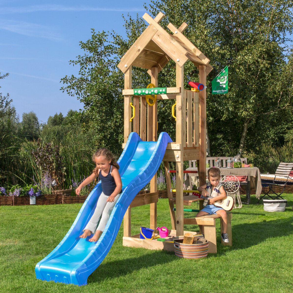 Jungle Gym - Legetårn Jungle Gym Totem m/ blå rutschebane