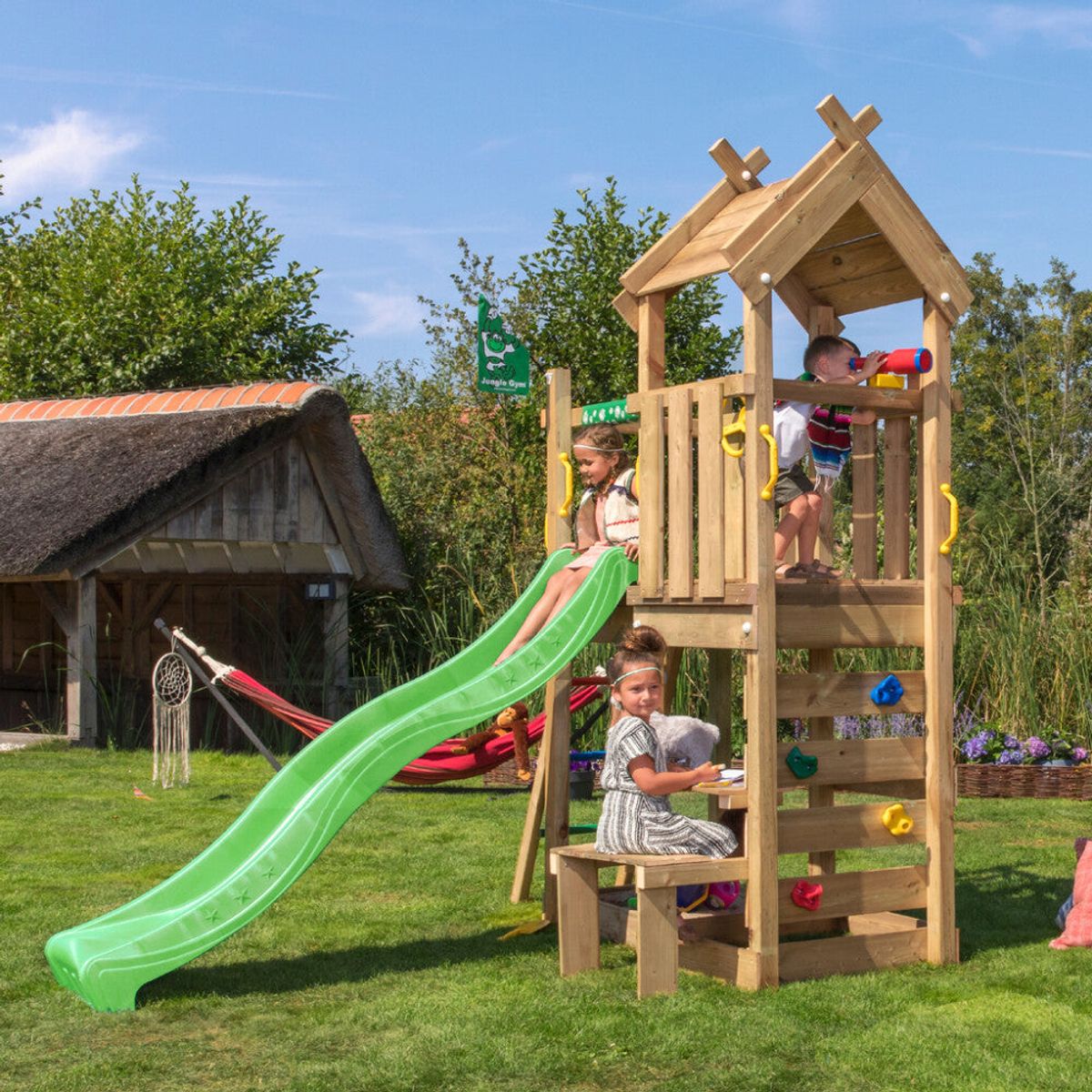 Jungle Gym - Legetårn Jungle Gym Teepee m/ grøn rutschebane