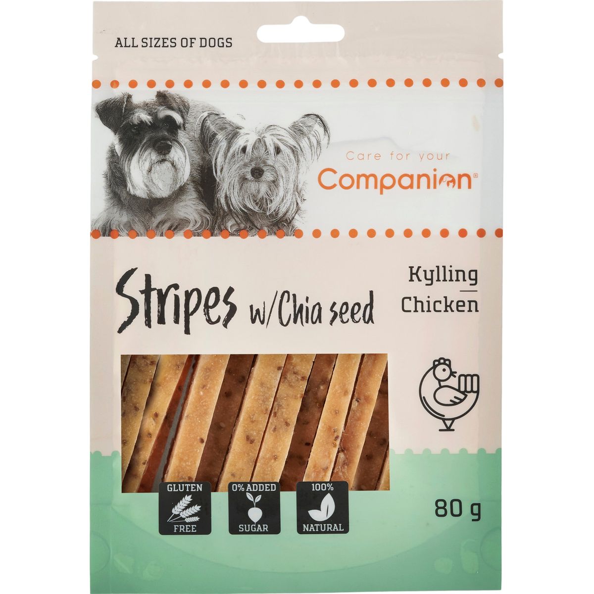 Companion - Kyllinge strips med chia frø, 80g