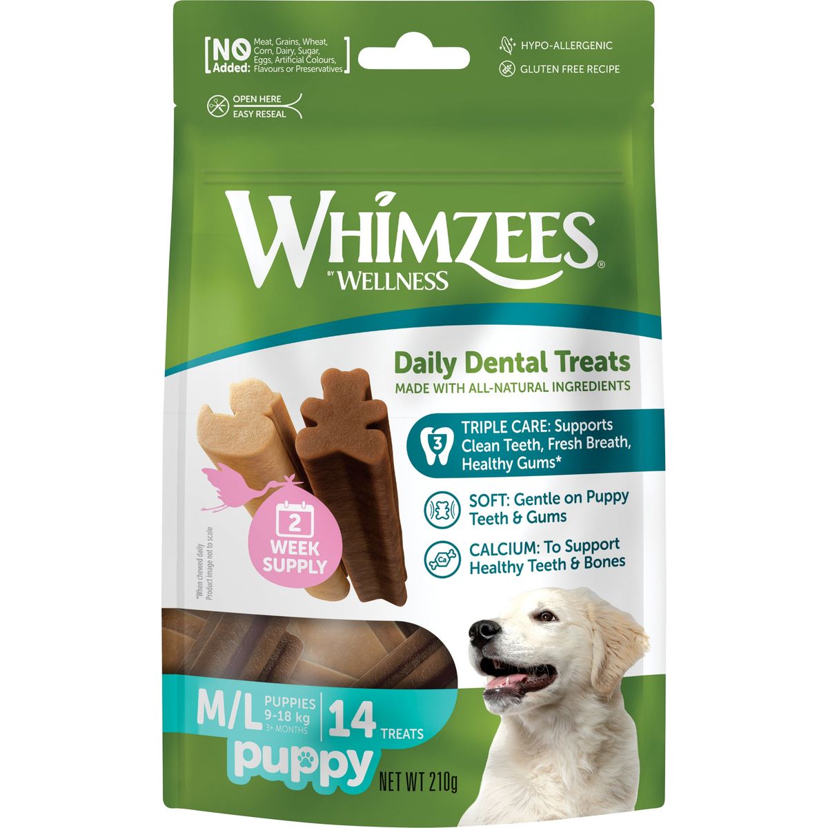 Whimzees - Puppy Chew M/L til store hvalpe - 14 stk