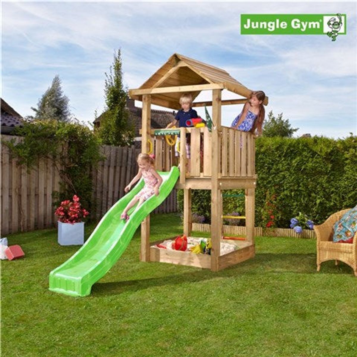 Jungle Gym House legetårn komplet inkl. rutschebane