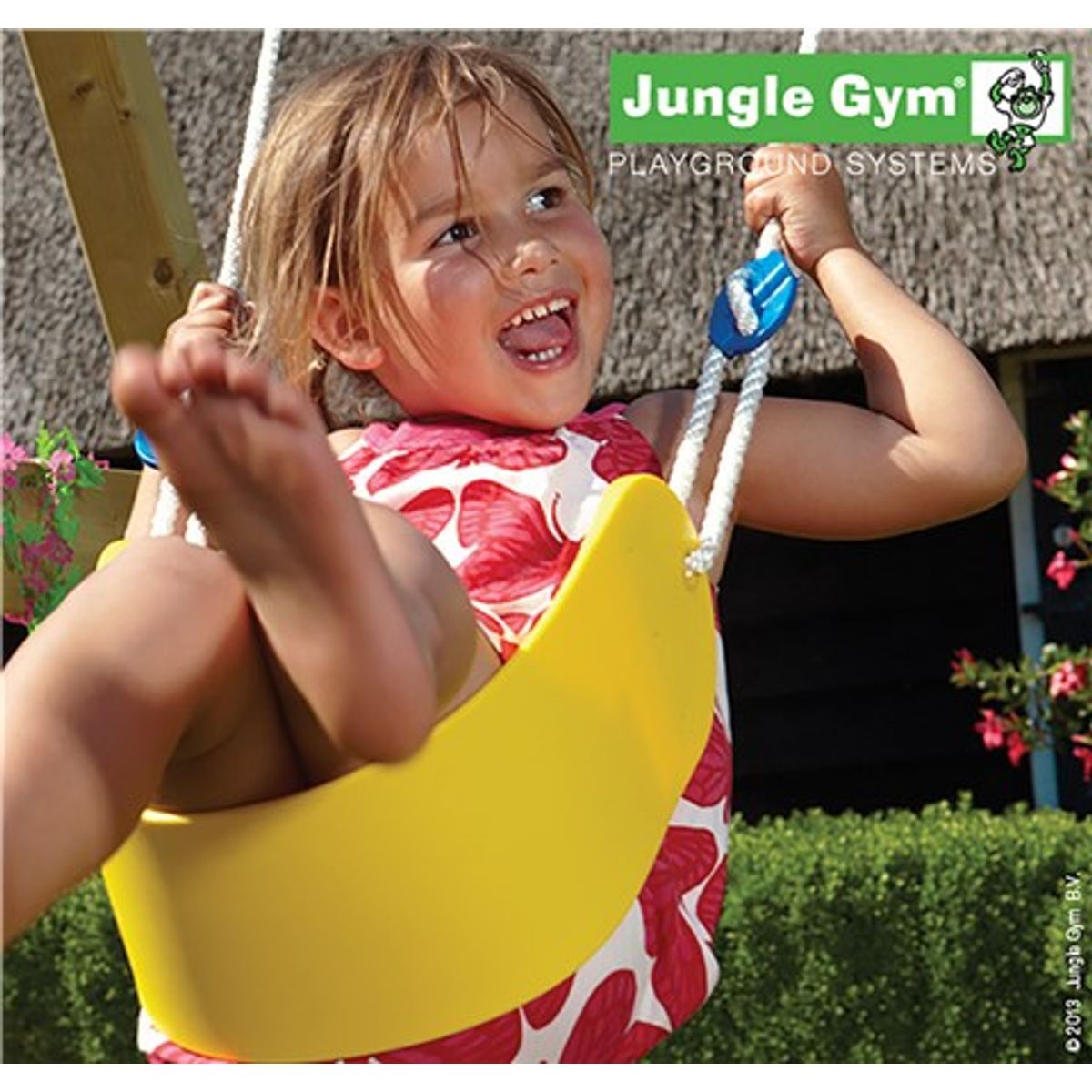 Jungle Gym Sling Swing letvægtssæde, gul, komplet kit