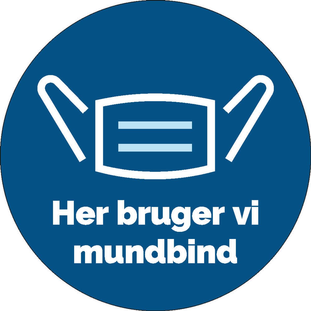 Her bruger vi mundbind - gulvfolie