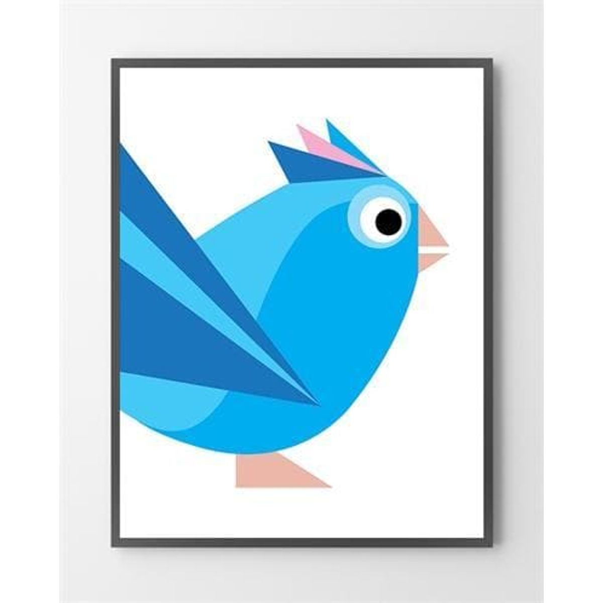 Plakat illustration - Birdy Blå - 30x40 cm.