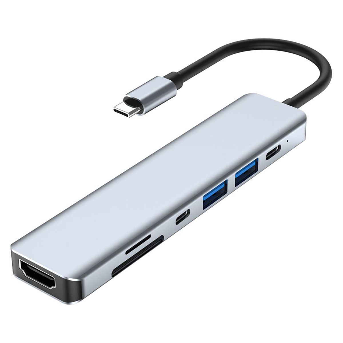 Lippa 7-i-1 USB-C Hub m. 60W PD Pass-through, 4K, HDMI