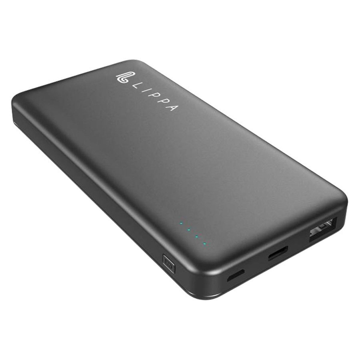 Lippa 10.000 mAh powerbank 18W USB-C PD og QC USB-A output, Sort