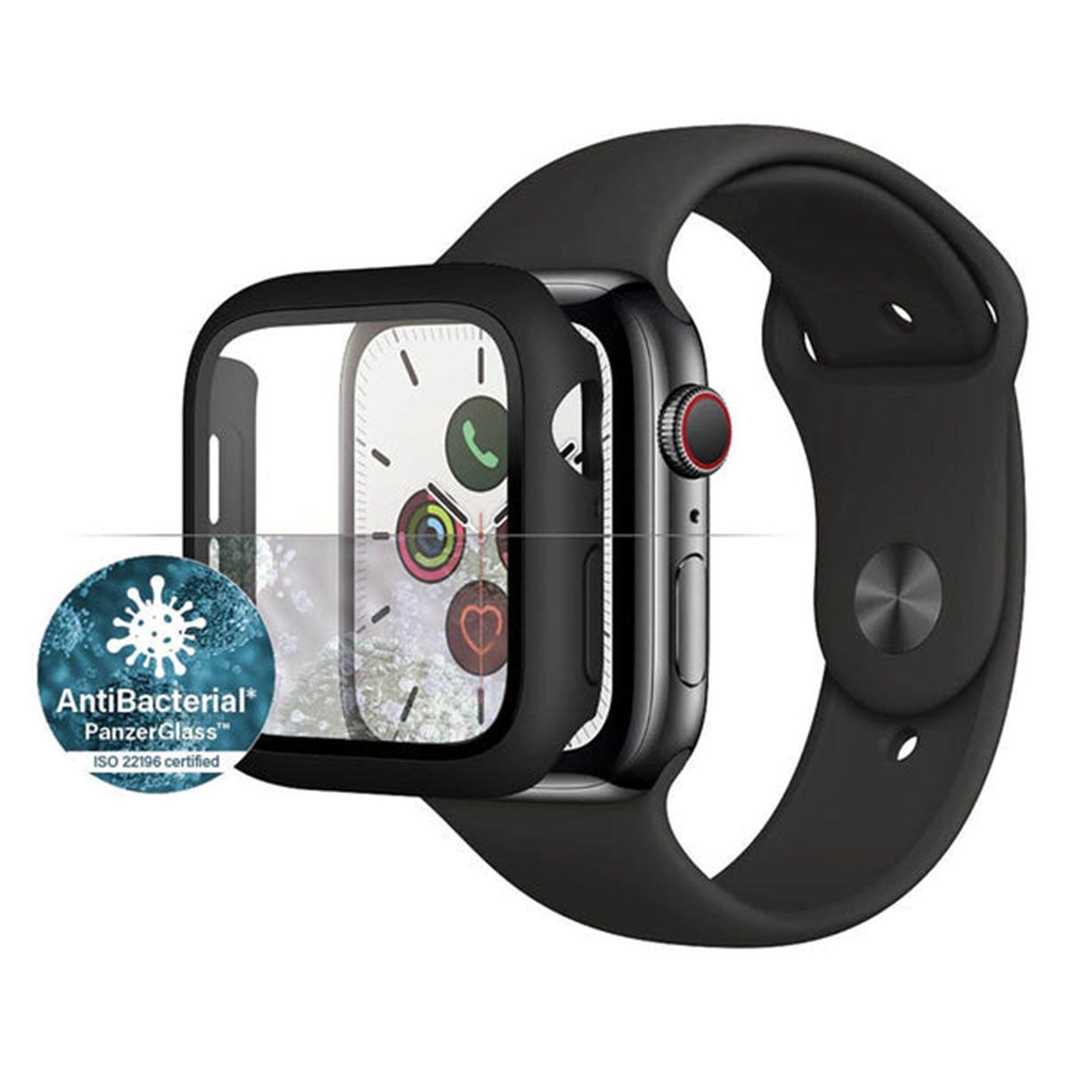 PanzerGlass Full Body Apple Watch 4/5/6/SE (40 mm) AntiBacterial Skærmbeskyttelse, Sort