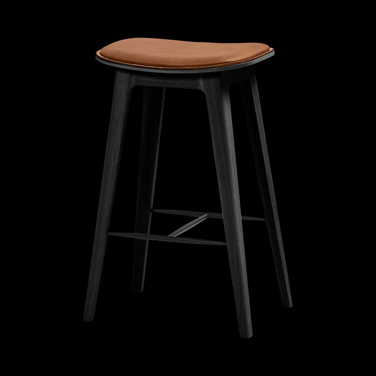 Nordic Bar Stool - Black Stained Oak with stitches