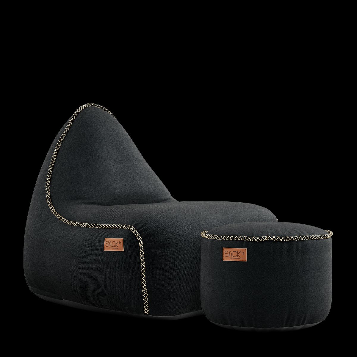 Canvas Lounge Chair & Pouf