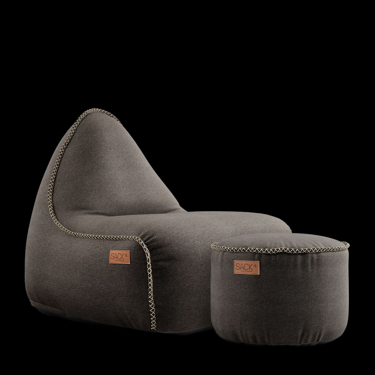 Canvas Lounge Chair & Pouf