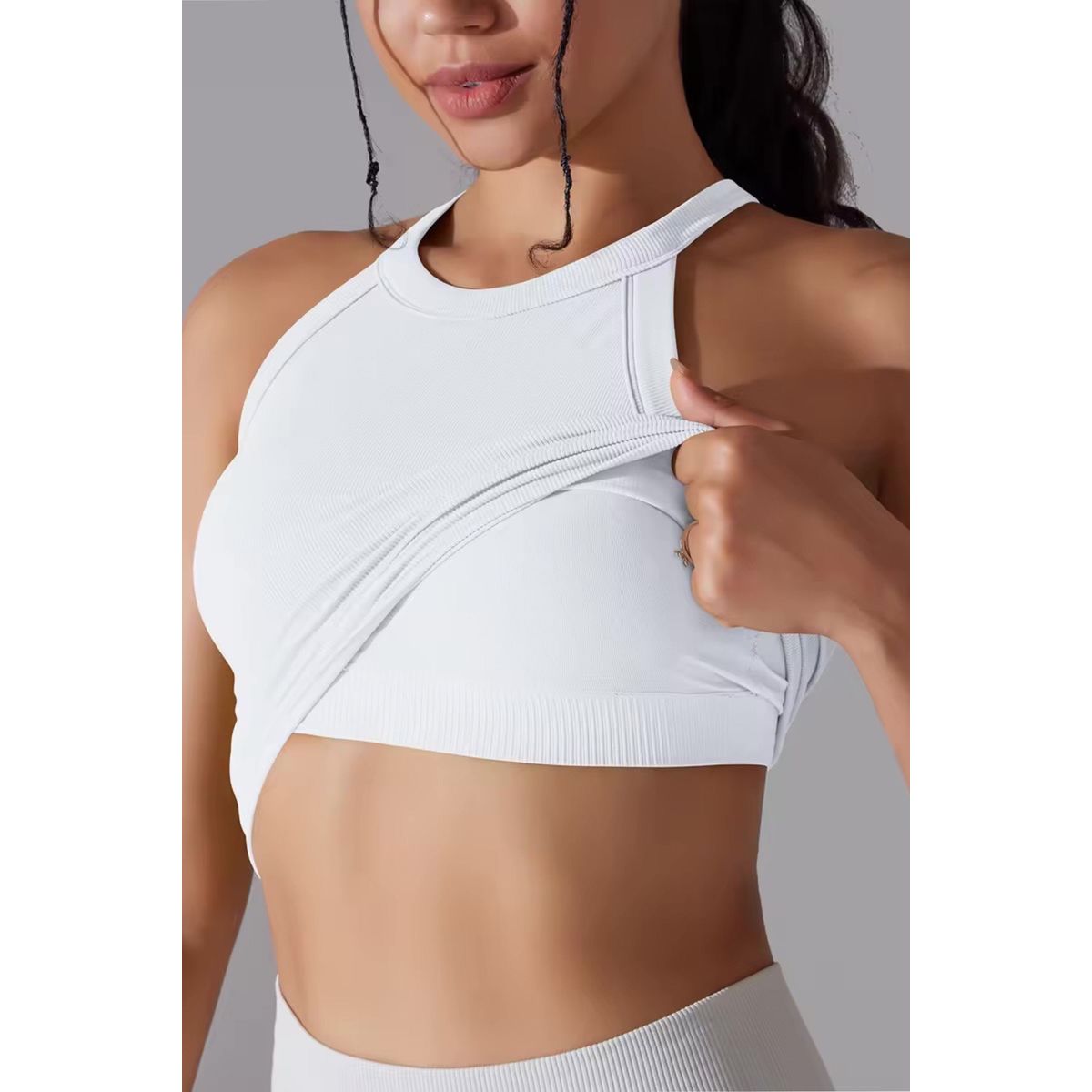 Crop top halterneck / Indbyggede Puder White - X-small-Small / White