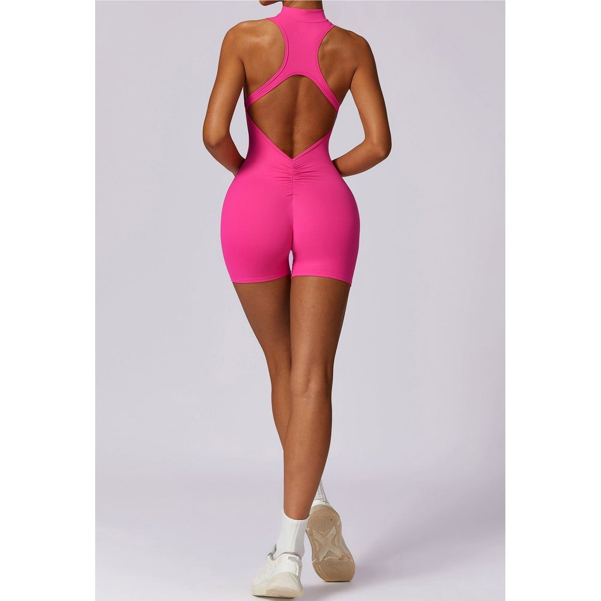 Jumpsuit halter neck zip-up Pink - Medium / Pink