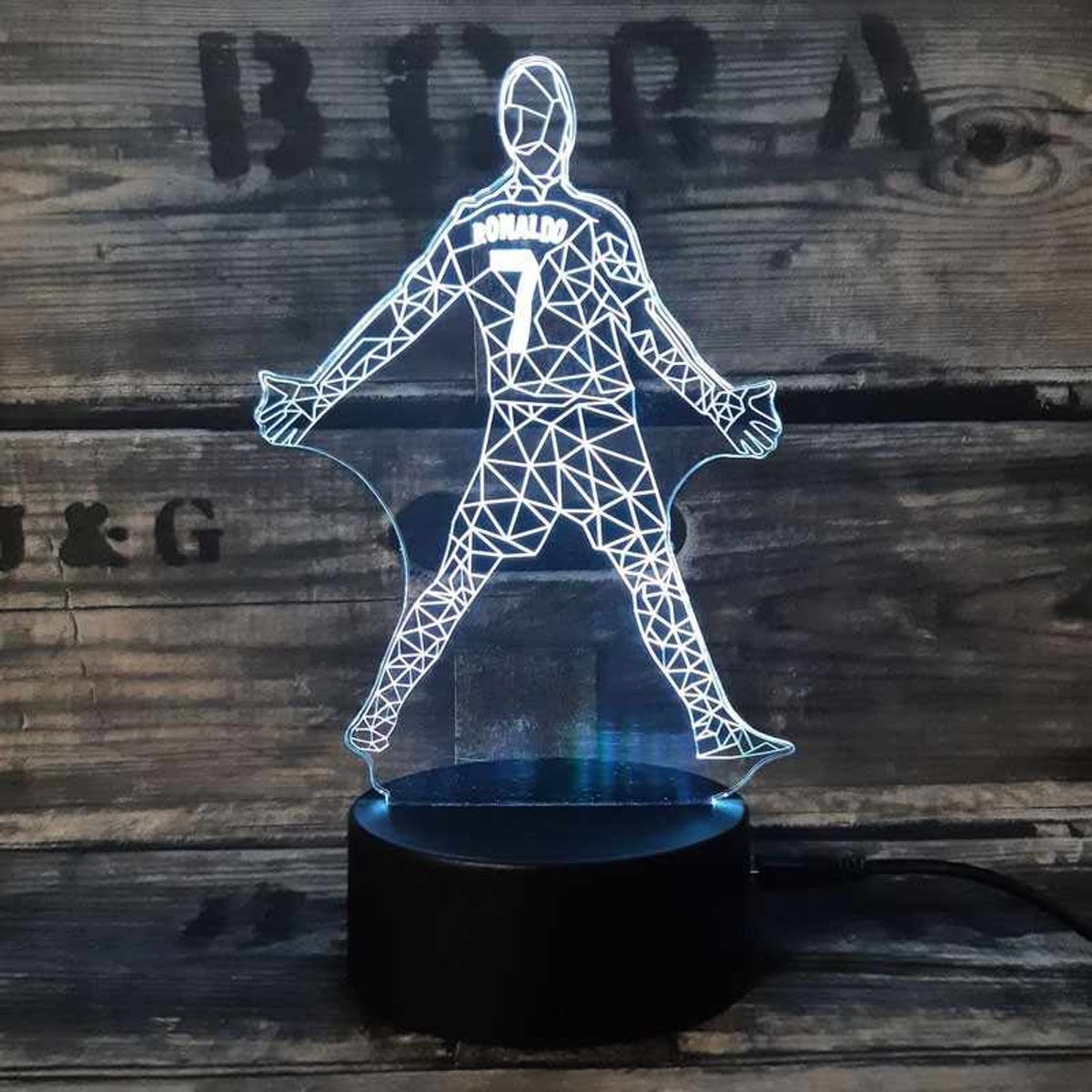 Cristiano Ronaldo 3D Fodbold lampe - Lyser i 7 farver