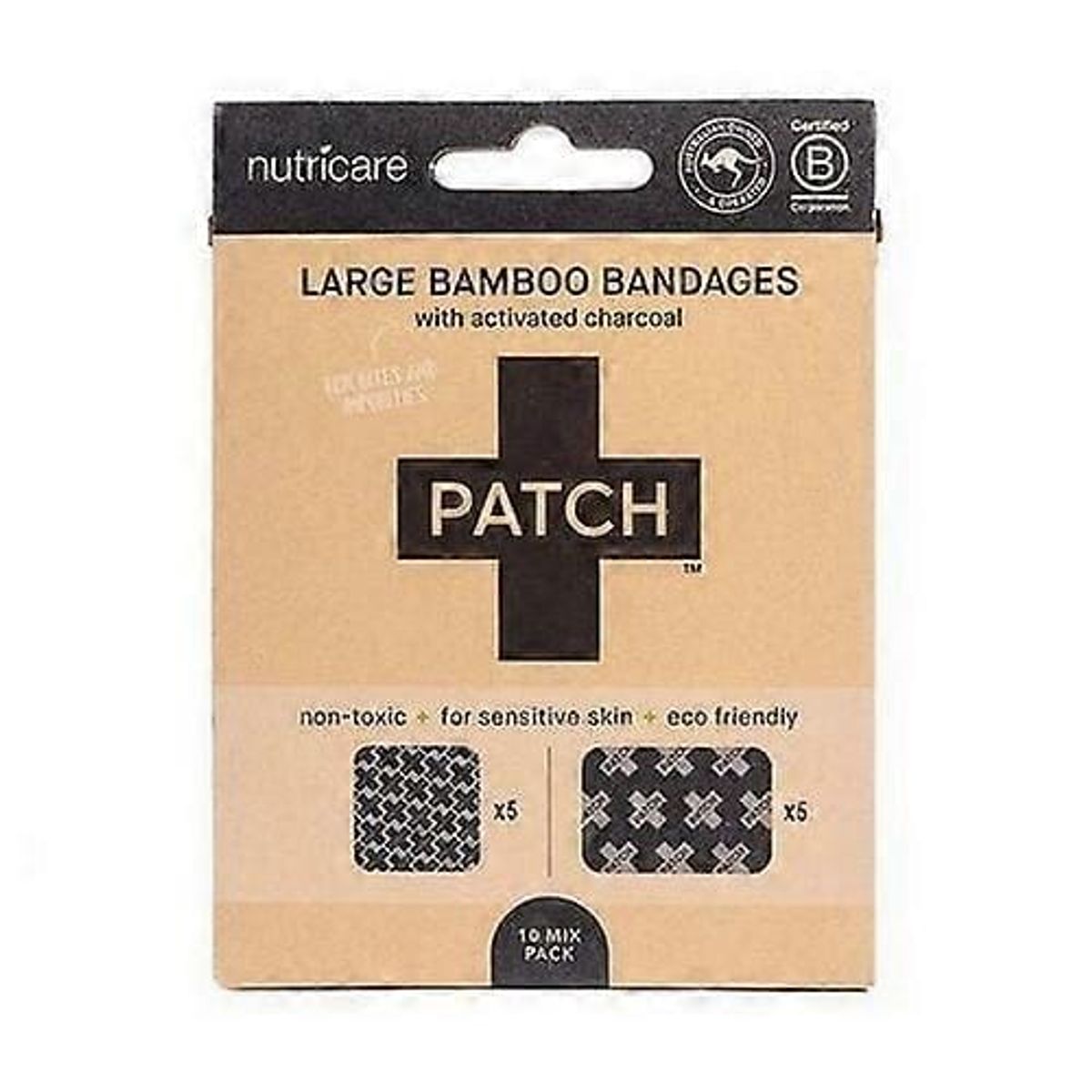 PATCH-10 Stk Store Plastre Af Bambus - Aktivt Kul