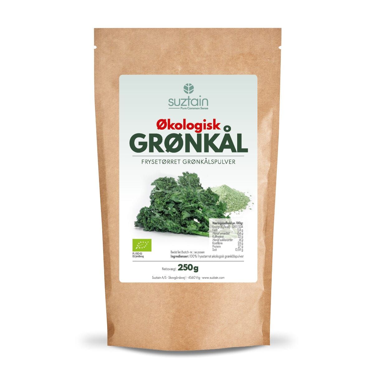 Suztain - Økologisk Frysetørret Grønkålspulver - 250 Gram