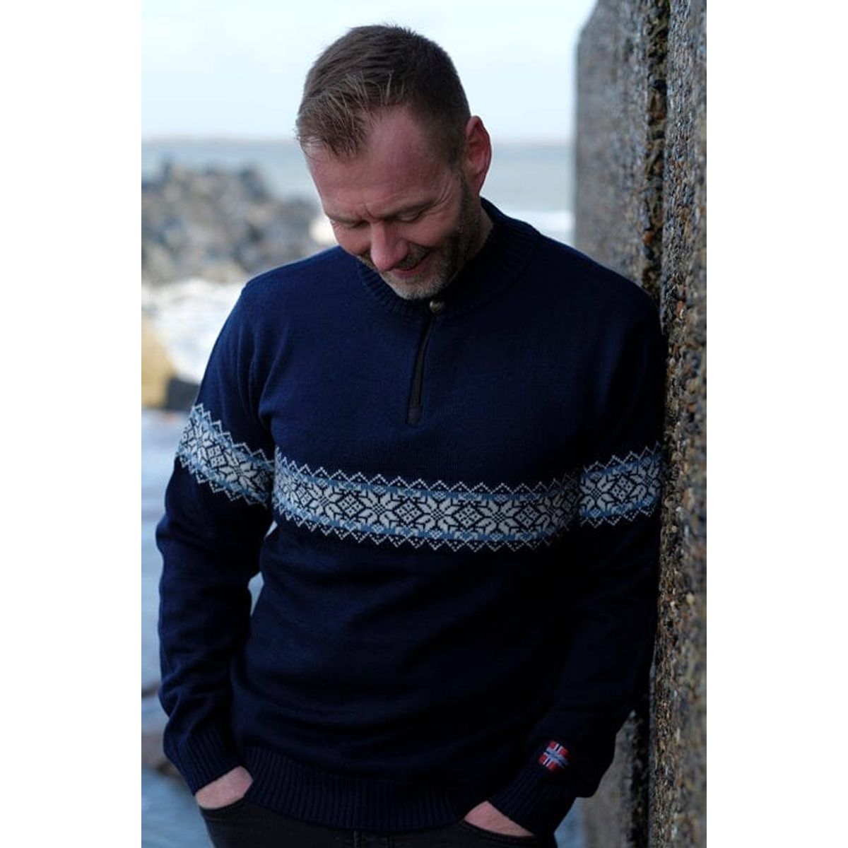 Charm - Norsk Sweater Af 100% Fine Merinould Kamgarn - Navy